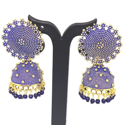Purple Metal Oxidised Silver Jhumka Earrings for Women & Girls