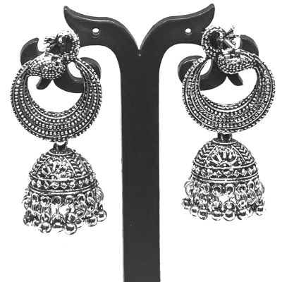 Silver Earrings Party Wear Silver Alloy Jhumki Earring