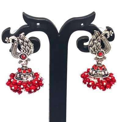 Red Bird Jhumki Silver, Alloy Jhumki Earring