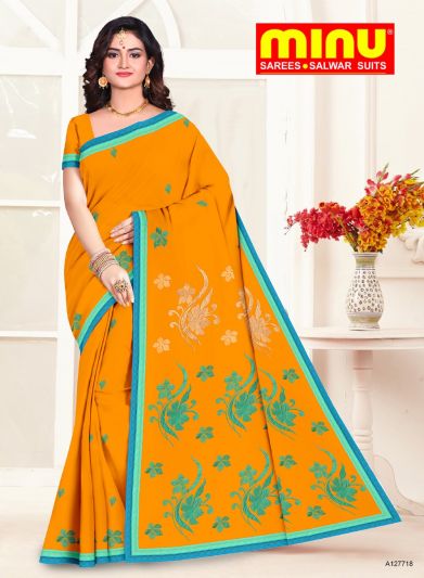Minu Aaina Collection Pure Cotton MultiColor Saree