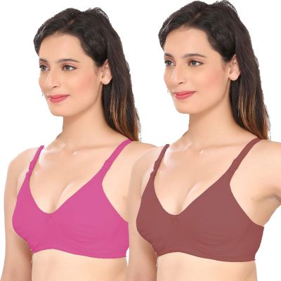 Women Maternity/Nursing Heavily Padded Bra SWANGIYA Pack Of-2 Pink & Maroon