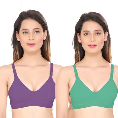 Women Maternity/Nursing Heavily Padded Bra SWANGIYA Pack Of-2 Purple & Rama