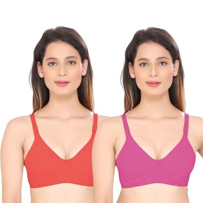 Women Maternity/Nursing Heavily Padded Bra SWANGIYA Pack Of-2 Red & Pink