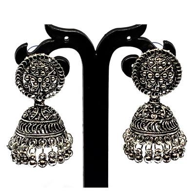 Silver Jhumki Oxidised Jhumka Sliver Drop Earrings