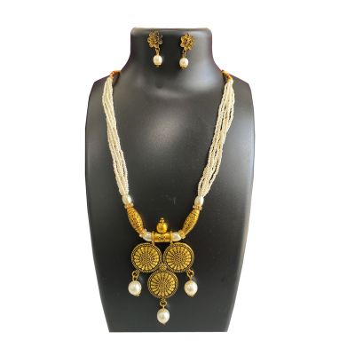 Alloy Oxidised Gold-Plated Jewel Set