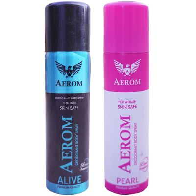 Aerom Alive and Pearl Deodorant Body Spray For Men and Women, 600 ml (Pack of 4)