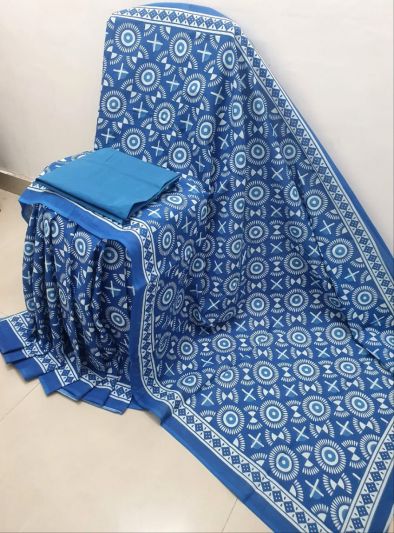 Adorable Fancy Festival Mulmul Saree Blue Printed