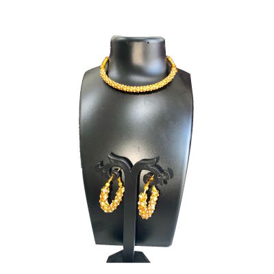 Golden Alloy Jewel Set With Earrings