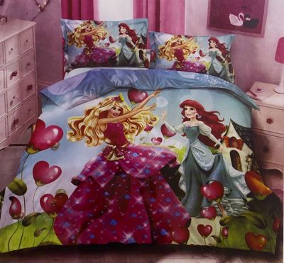 Kiddzy Cartoon Bedsheet Single Bedsheet Barbie Print 153 X 229 CM