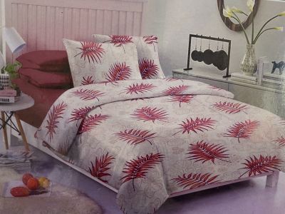 4 Pcs Set Decorate Single BedSheet Rajdhani White & Red 60 X 90