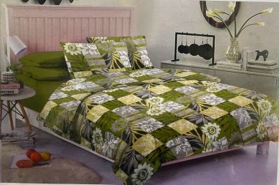 4 Pcs Set Decorate Single BedSheet Rajdhani Green 60 X 90