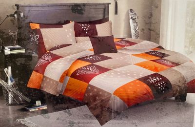 Silky Touch Big Size Double Bedsheet Set Spice Square Design 225X250