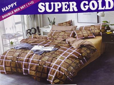 90 X 100 Golden Printed Super Gold DoubleBed Bed Sheet
