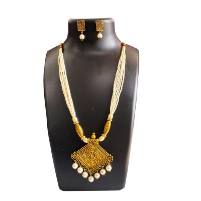 Alloy Gold-Plated Oxidised Jewel Set