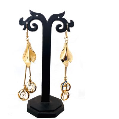 Golden Long Earrings Jewellery Alloy, Zinc Drops & Danglers
