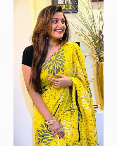 NEW PURE COTTON MULMUL HAND BLOCK PRINTED SAREE WITH BLOUSE Yellow Multi Color Printed 