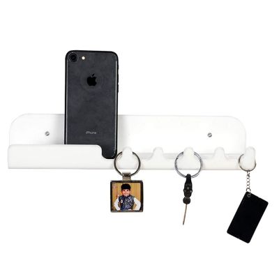 Vaishvi Acrylic Key Holder with Shelf/5 Hook Key Stand/Multipurpose  (Milky White, 12 inch)