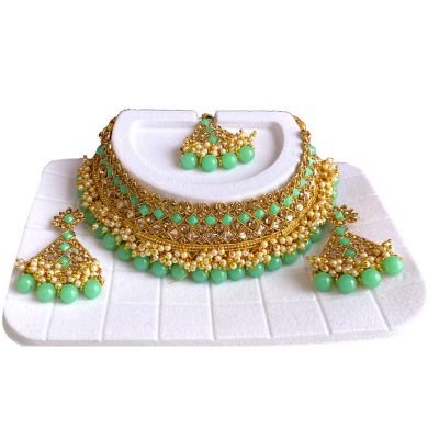 Alloy Gold-plated Jewel Set Perrot Green Pearl Set