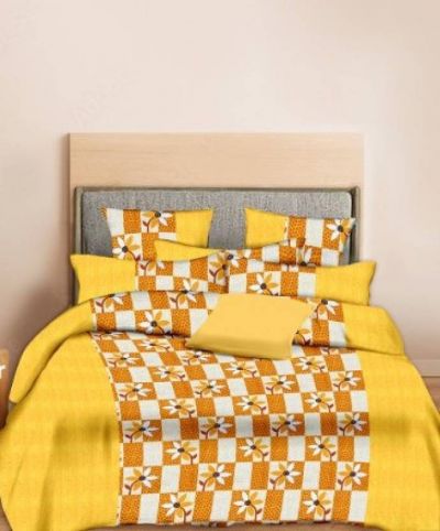 Minu Double Bed Printed Pure Cotton King Size Cotton Multicolor Minu Bedsheet