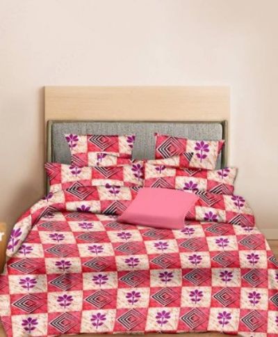 Minu Double Bed Printed Pure Cotton King Size Cotton Minu Multicolor Bedsheet