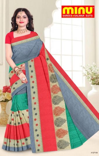 Minu Rangoli Collection Multicolor Printed Saree