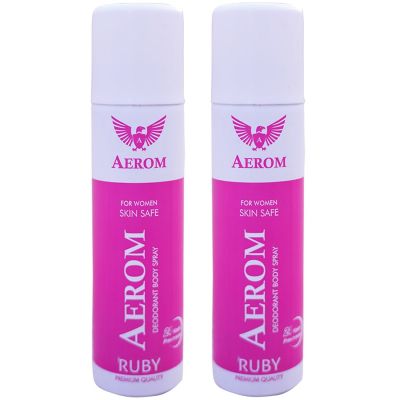 Aerom Ruby and Ruby Deodorant Body Spray For Men and Women, 600 ml (Pack of 4)