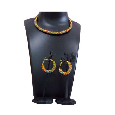 Multi Color Alloy Jewel Set With Earrings