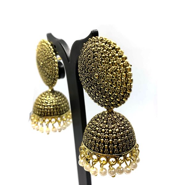 Oxidised gold jhumka clearance
