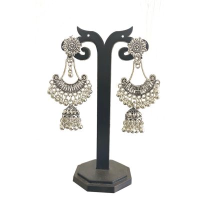 Silver Oxidised Jhumki Earring for Women and Girls Alloy Drops