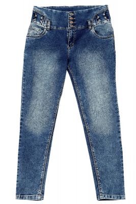 Four Button Hight Waist Women Light Jeans