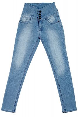 Four Button Hight Waist Women's Light Blue Jeans