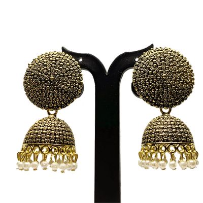 Golden Oxidised Jhumka Earrings for Women & Girls