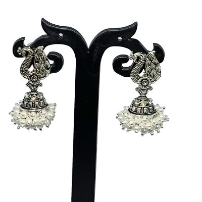 Bird Jhumki Silver, Alloy Jhumki Earring white Pearl