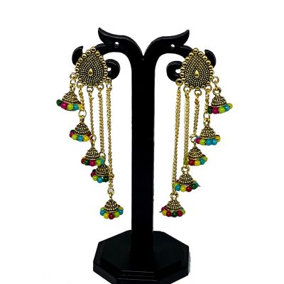 Dome-Shaped Dropes Earring Multi Color Pearl Drops & Danglers Jhumki Earrings