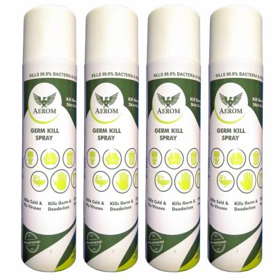 Aerom Disinfectant Sanitizer and Deodorizer Spray 310 ml Each (Pack of 4)