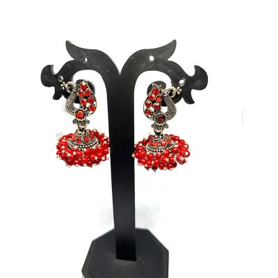 Red Bird Jhumki Silver, Alloy Jhumki Earring