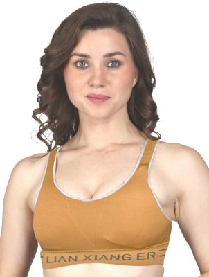 Women Bralette Sports Lightly Padded Bra Swangiya Pack Of-3 Multicolor (Dark Grey-Golden-Skin)