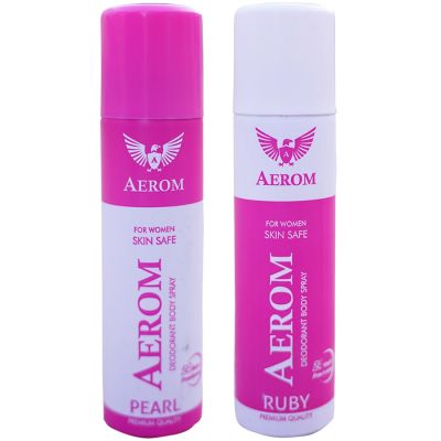 Aerom Pearl and Ruby Deodorant Body Spray For Men and Women, 600 ml (Pack of 4)