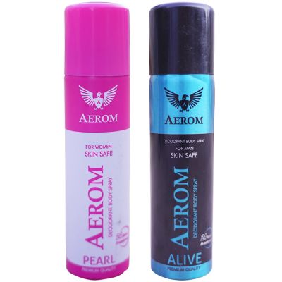 Aerom Pearl and Alive Deodorant Body Spray For Men and Women, 600 ml (Pack of 4)