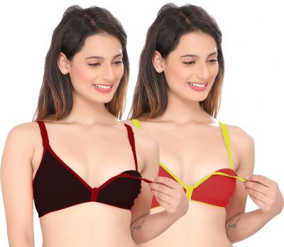 Contrast Feeding Bra SWANGIYA Combo Pack (Black-Red) Pack Of-2