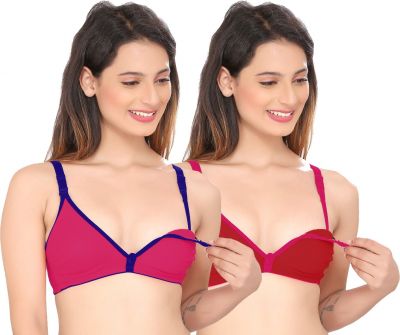 Contrast Feeding Bra SWANGIYA Combo Pack (Pink-Maroon) Pack Of-2