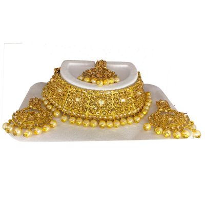 Stone Gold-plated Jewel Set  Golden Pearl