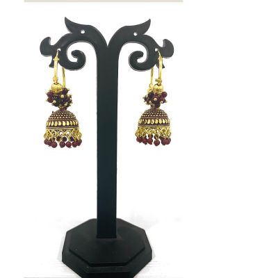 Maroon Designer, Party Wear Jhumka Jhumki Earrings