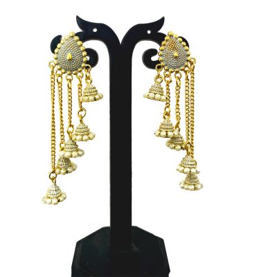White Dome-Shaped Dropes Earring Pearl Drops & Danglers Jhumki Earrings
