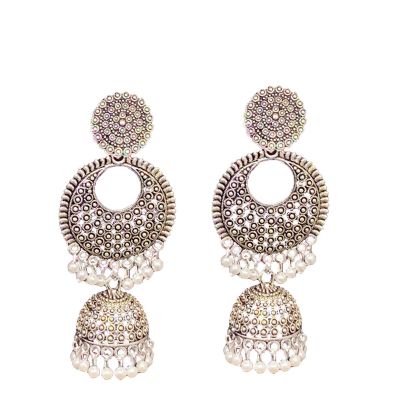 Fancy Partywear Silver Jhumki Earrings Trendy Earrings Alloy Stud, Jhumki Earring