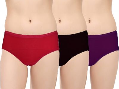 Women Hipster Multicolor Panty Swangiya Pack of -3 (Maroon-Black-Purple)