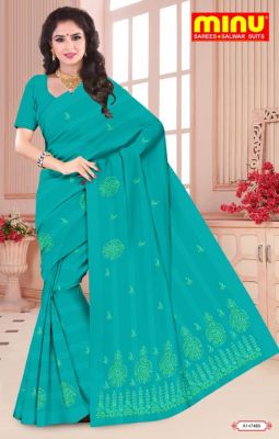 Minu Lakh Emb Collection Pure Cotton Multicolor Saree