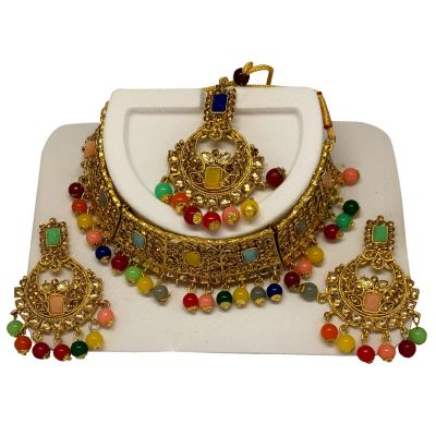 Stone Gold-plated Jewel Set  Multi Color Pearl