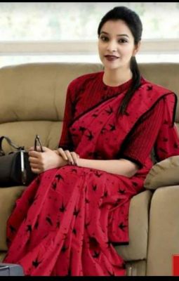 NEW SUMMER HAND BLOCK PRINTED COTTON MULMUL SAREE WITH UNSTITCHED BLOUSE-Red & Black Design 