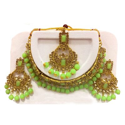 Stone Gold-plated Jewel Set  Perrot Green Pearl